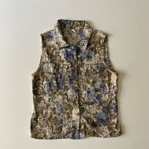 Vintage XS 90s Floral Sleeveless Crop Top
